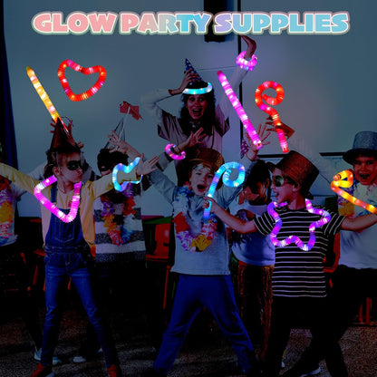 9 Pack Glow Sticks Party Favors Light Up Pop tubes Sensory Toys LED Glow Necklaces Bracelets Birthday Goodie Bag Stuffers Classroom Prizes Gifts for Boys Girls Toddlers Halloween Easter Gift