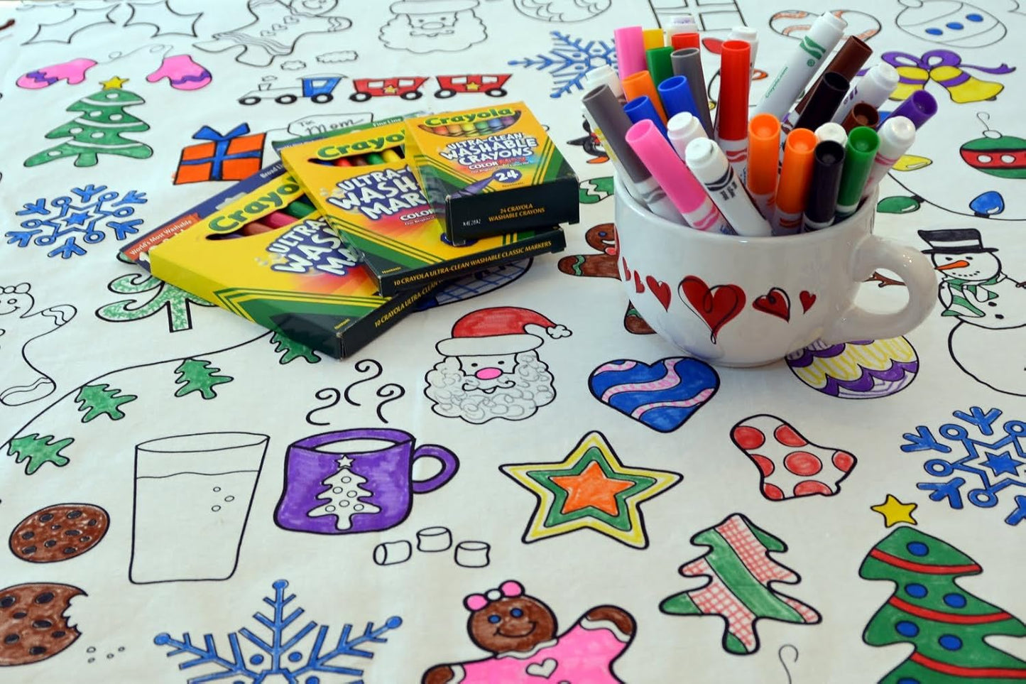 Animal Fun Design – Square Tablecloth 60”X60” – Interactive Coloring Tablecloth for Kids - Poly/Cotton Fabric – Washable and Reusable – DIY Activity for Children and Adults