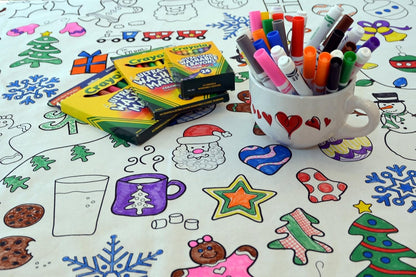 Animal Fun Design – Square Tablecloth 60”X60” – Interactive Coloring Tablecloth for Kids - Poly/Cotton Fabric – Washable and Reusable – DIY Activity for Children and Adults