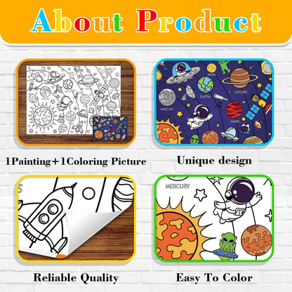 43.3x31.5 Summer Coloring Poster with Picture, Giant Cute Painting Poster, Large Coloring Tablecloth for Classroom Home Birthday Party Supplies Favor
