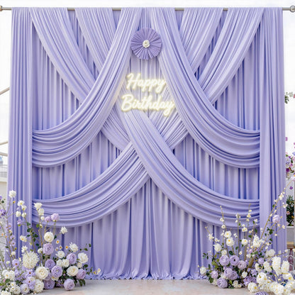 10 ft x 10 ft Wrinkle Free White Backdrop Curtains for Wedding Parties, Polyester Photography Backdrop Drapes for Birthday Parties Stage Backdrop Stand, 2 Panels 5x10FT Background Curtains