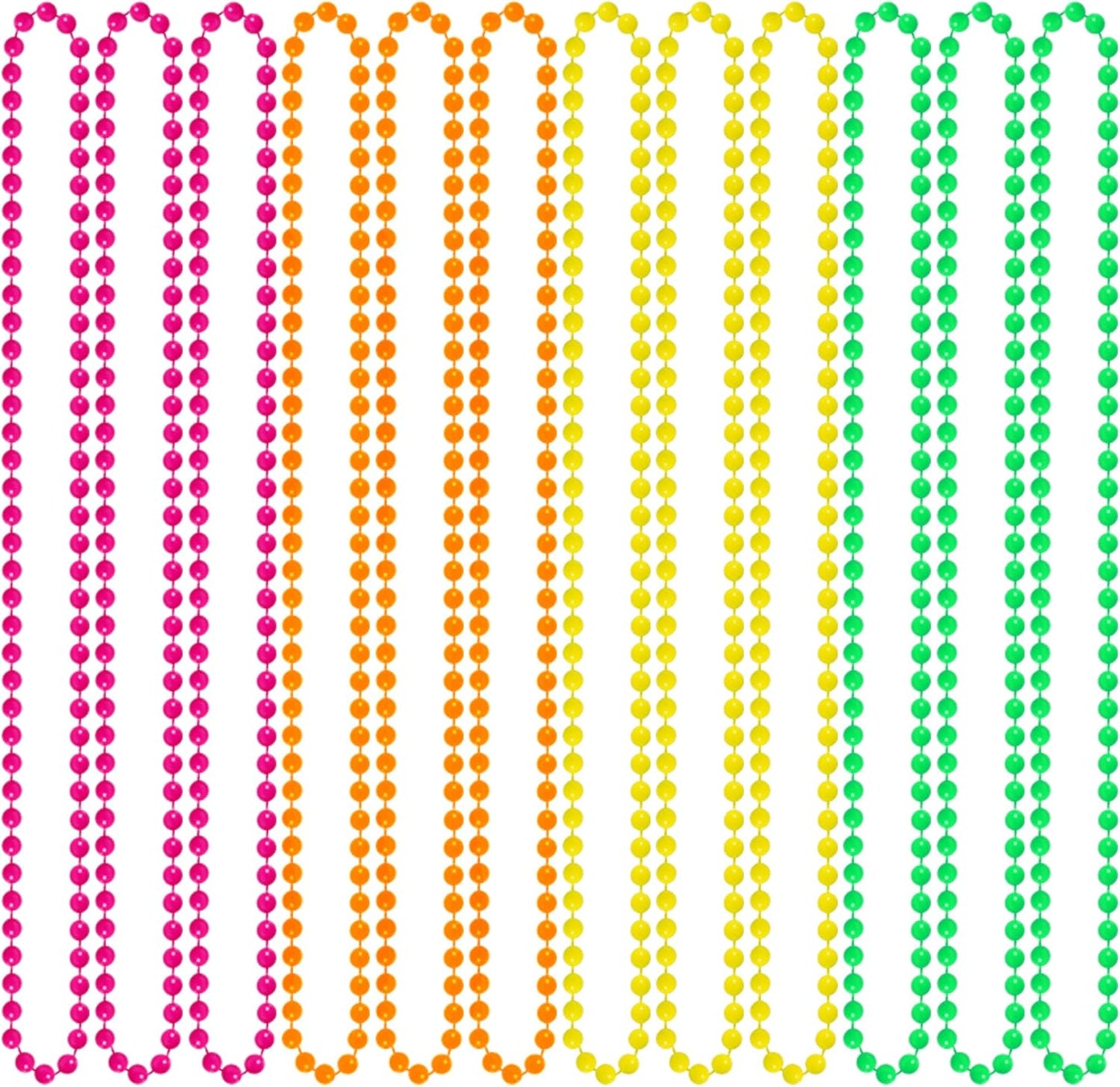 12 Pack Neon Glow in The Dark Beaded Necklaces Accessories Bulk 16 Inch for Halloween 80s Party Favors Decorations