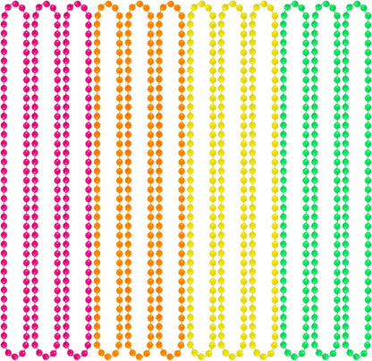 12 Pack Neon Glow in The Dark Beaded Necklaces Accessories Bulk 16 Inch for Halloween 80s Party Favors Decorations