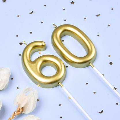 2.76 Inch Classical Gold 5 Number Birthday Candles, Gold Number Candles, Cake Number Candles, Party Celebration