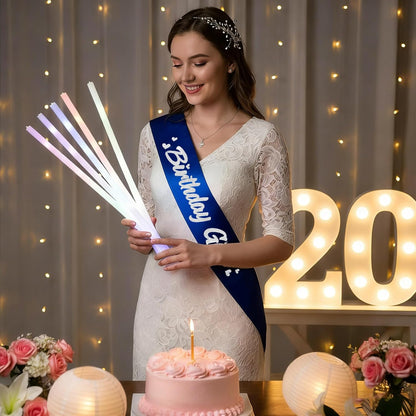 ‘Birthday Girl' Birthday Sash Royal Blue with Glitter Silver Letters Birthday Sash for Women, Sweet 16, 18th 21st B-day Sash