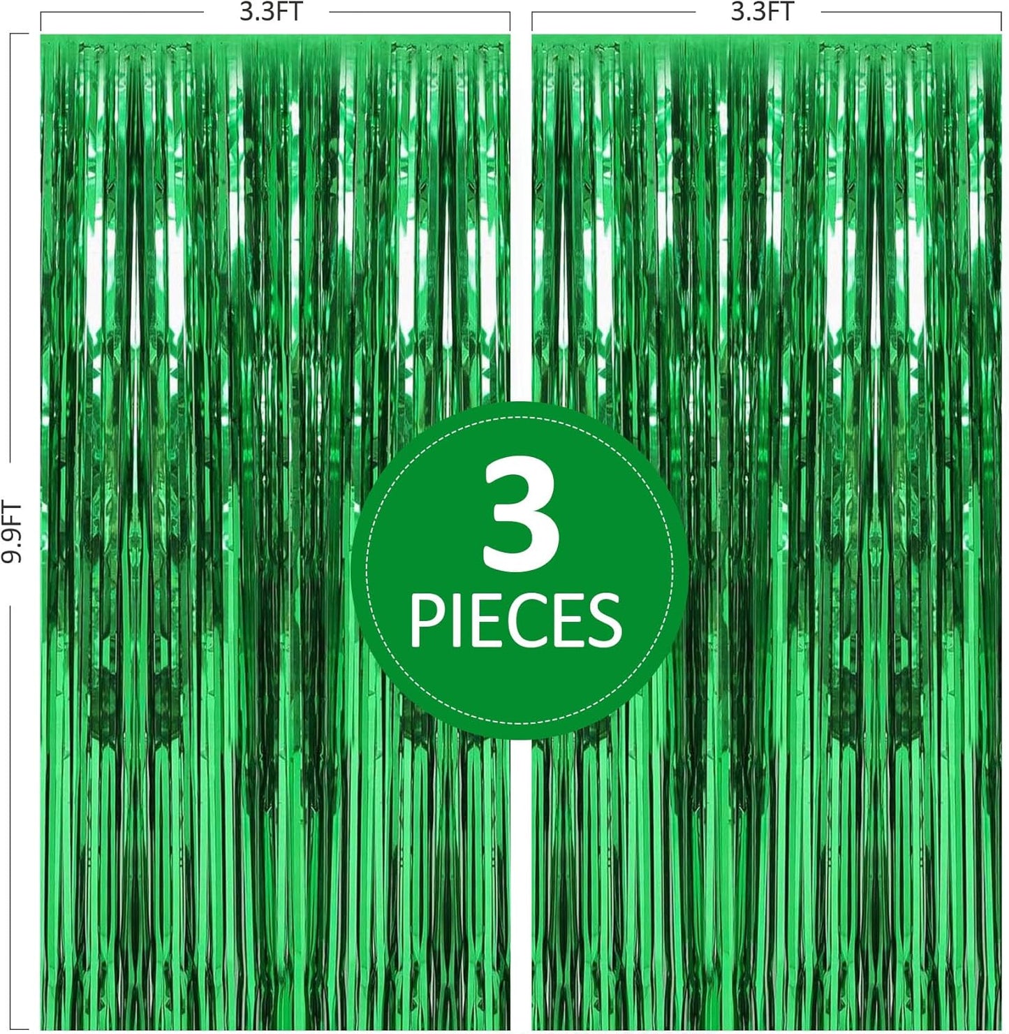 Birthday Party Decorations: 3 Pack 3.3 x 9.9 ft Gold Foil Fringe Curtains Party Supplies, Tinsel Curtain Backdrop for Parties/Birthday/Photo Booth