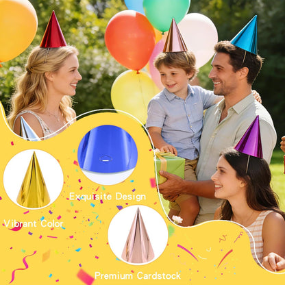 CANREVEL 28 PCS Pre-Assembled Party Hats for Adults, Party Supply for Party Decorations, Party Headwear for Birthday Celebration for Women Men, Shiny
