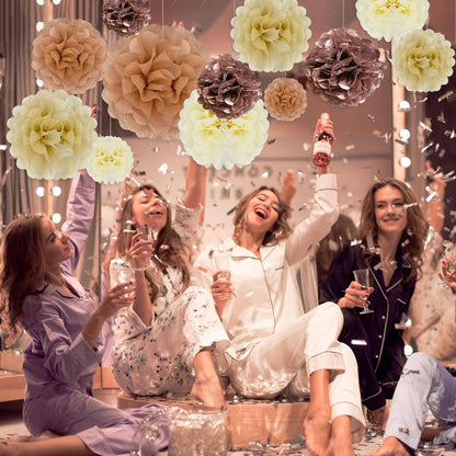 Tissue Paper Pom Poms, Pink Tissue Paper Flowers, Hanging Flower Balls for Weddings Fiesta Parties Birthday Baby Showers Classroom Bridal Shower Decoration (18Piece Set-6/10/12/14Inch)