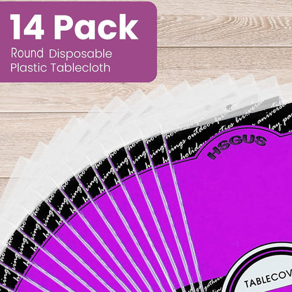 14 Pack Black 54 x 108 in. Rectangle Disposable Plastic Tablecloths - Smooth Decorative Covers for Parties, Weddings