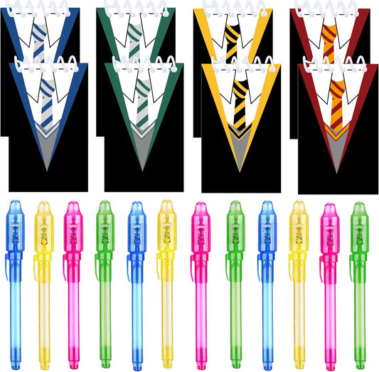 24 Pcs Magical Wizard School party favors |12 invisible ink pen and mini Notepads| Magical Wizard School party Goodie Bag Stuffers, Classroom Prizes, party supplies