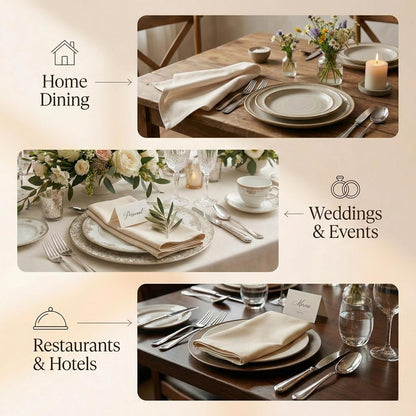 ACCENTHOME Natural Cotton Linen Napkin Set of 12 18x18 inch Dinner Napkins - Washable Soft Premium Hotel Quality Reusable Hemmed Edges Napkins Perfect Table Linens for Family Dinners, Weddings