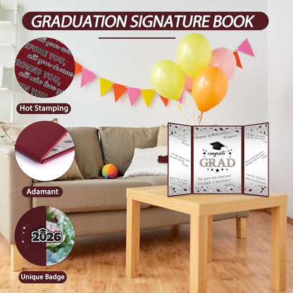 Vlipoeasn 2026 Graduation Guest Book Alternative, Black Gold Class of 2026 Graduation Party Decorations, Graduation Signature Book for 2026 College High School, Unique Graduation Gifts for Friends