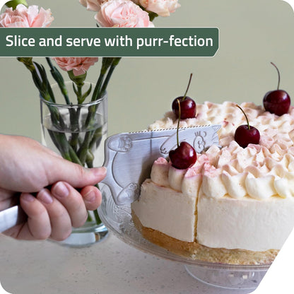 PELEG Design Cakitty Stainless Steel Cat-Shaped Cake Knife and Pie Server – Cake Cutting Knife with Serrated Edges, Dishwasher Safe - Ideal Gift Idea