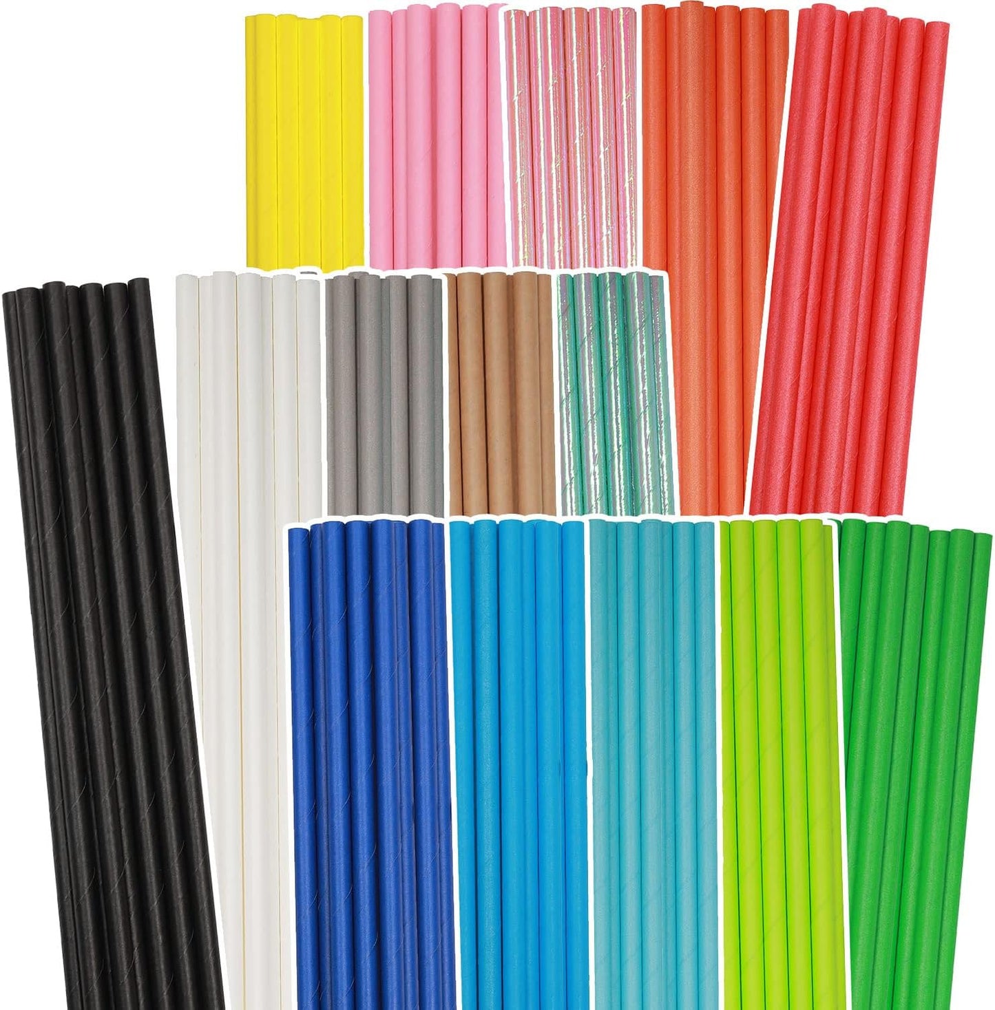 Pink Paper Straws 150pcs Disposable Straws Bulk (10 Pattern) qiqee