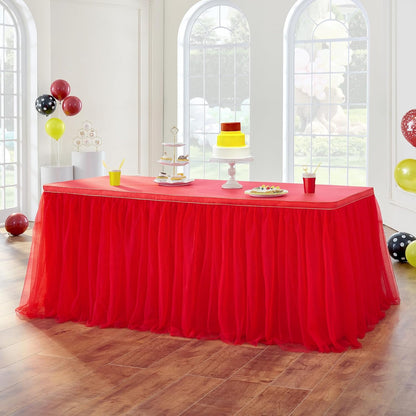 72inch Champagne Gold Tulle Table Skirts for Rectangle Round Tables, Gold Grim Ruffle Tulle Tutu Cloth Table Skirt 6ft for Wedding Birthday Party Cake Dessert Decor(No Top Cover)