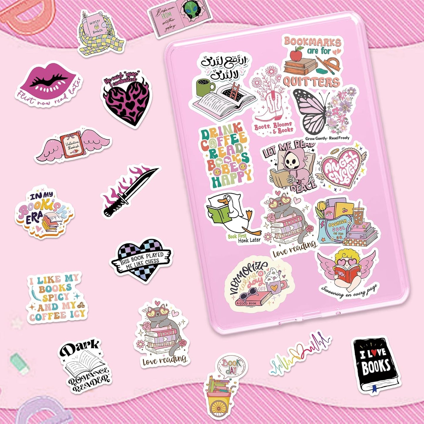 QTL Neon Stickers for Teens & Students Prizes, Waterproof Vinyl Party Favor Stickers, School Rewards, Water Bottle and Laptop, 50PCS - Colors B