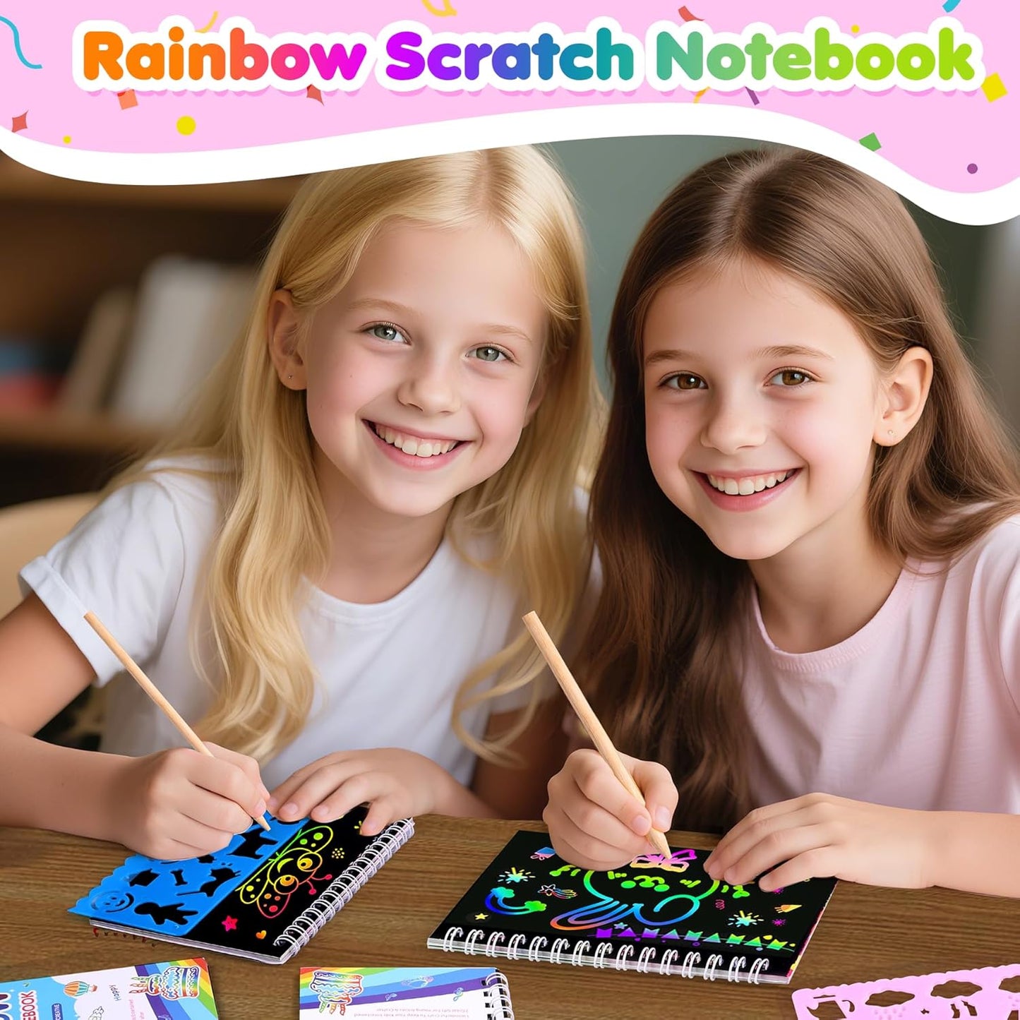Elover Party Favors for Kids 4-8-12: 24 Pack Scratch Rainbow Art Crafts Notebook, Coloring Book Goodie Bags Stuffers Kit, Bulk Birthday Gift Classroom Prizes Girl Boy Toddler