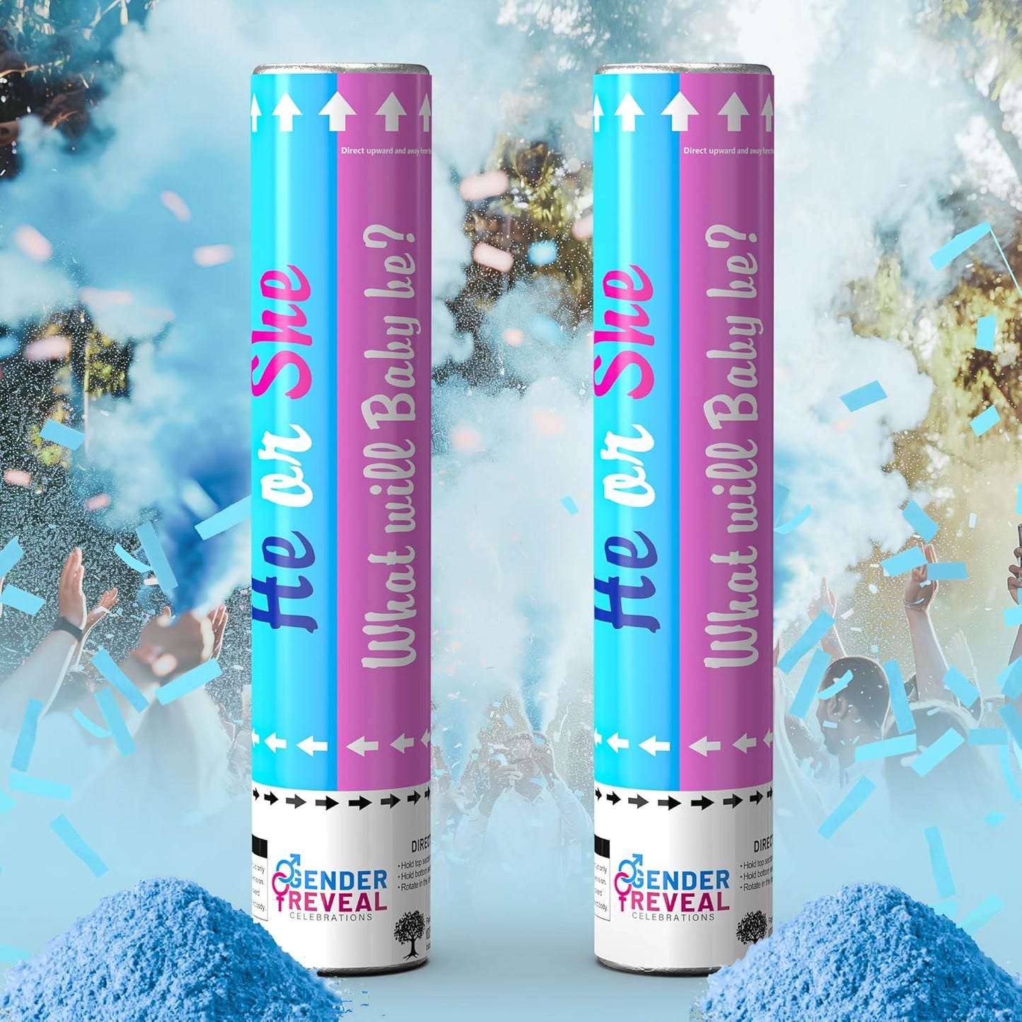 POPUPARTY 2Pack pink Gender Reveal Confetti smoke Powder Cannon, Confetti and Powder Poppers | Ideal for Baby girl Gender Reveal Decoration and party