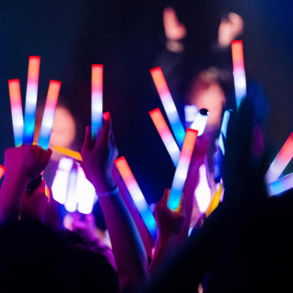 JOYIN 12 Pcs July 4th Foam Glow Sticks, 16" Red White Blue Patriotic LED Sticks with 3 Lightup Modes, Glow in the Dark Party Favor Supply for Independence Day Parade Carnival Festive Celebration