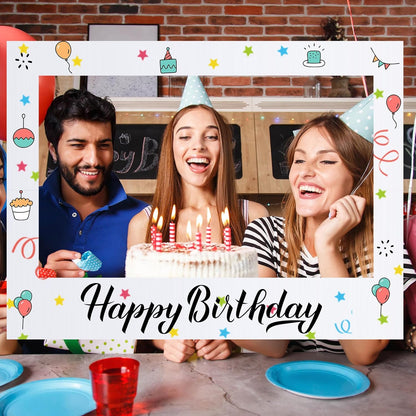 Beeveer 32 x 24 Inch Photo Booth Selfie Frame Prop Booth for Birthday Event Parties Large Blank DIY Cutout Props for Funny Decoration Christmas, Holiday Supplies