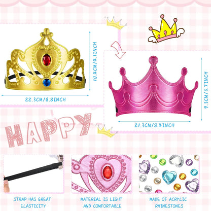 Yaomiao 44 Pcs Birthday Foam Crowns for Kids Princess Tiaras King Hat Bulk Diamond Sticker Kits for Crown Party Supplies