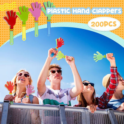 Meooeck 300 Pcs Hand Clappers 7.5 Inch Hand Clappers Noisemakers Bulk Noise Makers Party Favors Cheer Noise Makers for Sporting Events Fiesta Birthday Reward Cheers Game Party (Mixed Colors)