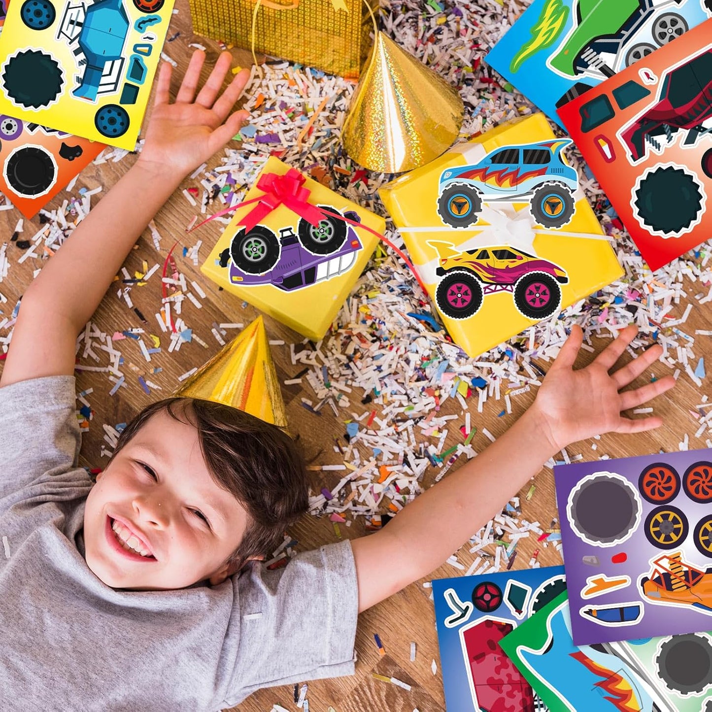 24 Sheets 8.3''×5.9'' Make Your Own Ice Cream Stickers for Toddlers Kids Party Favors, Make a Face Stickers for Kids Activities Supplies Crafts
