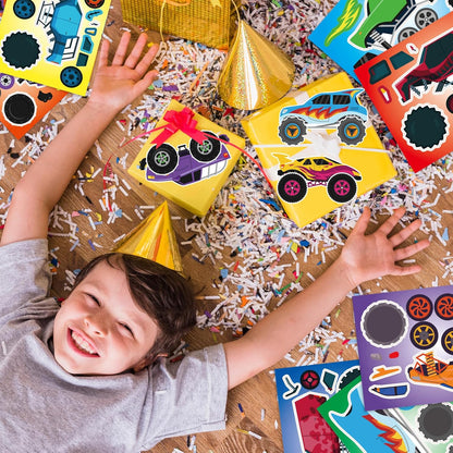 24 Sheets 8.3''×5.9'' Make Your Own Ice Cream Stickers for Toddlers Kids Party Favors, Make a Face Stickers for Kids Activities Supplies Crafts