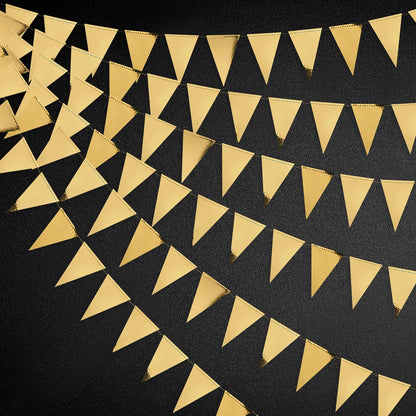 30Ft Navy Blue Gold and Beige Party Decorations Royal Blue Gold Triangle Flag Pennant Banner Bunting for Graduation Birthday Wedding Bridal Shower Nautical Ahoy Achor Theme Party Decorations Supplies