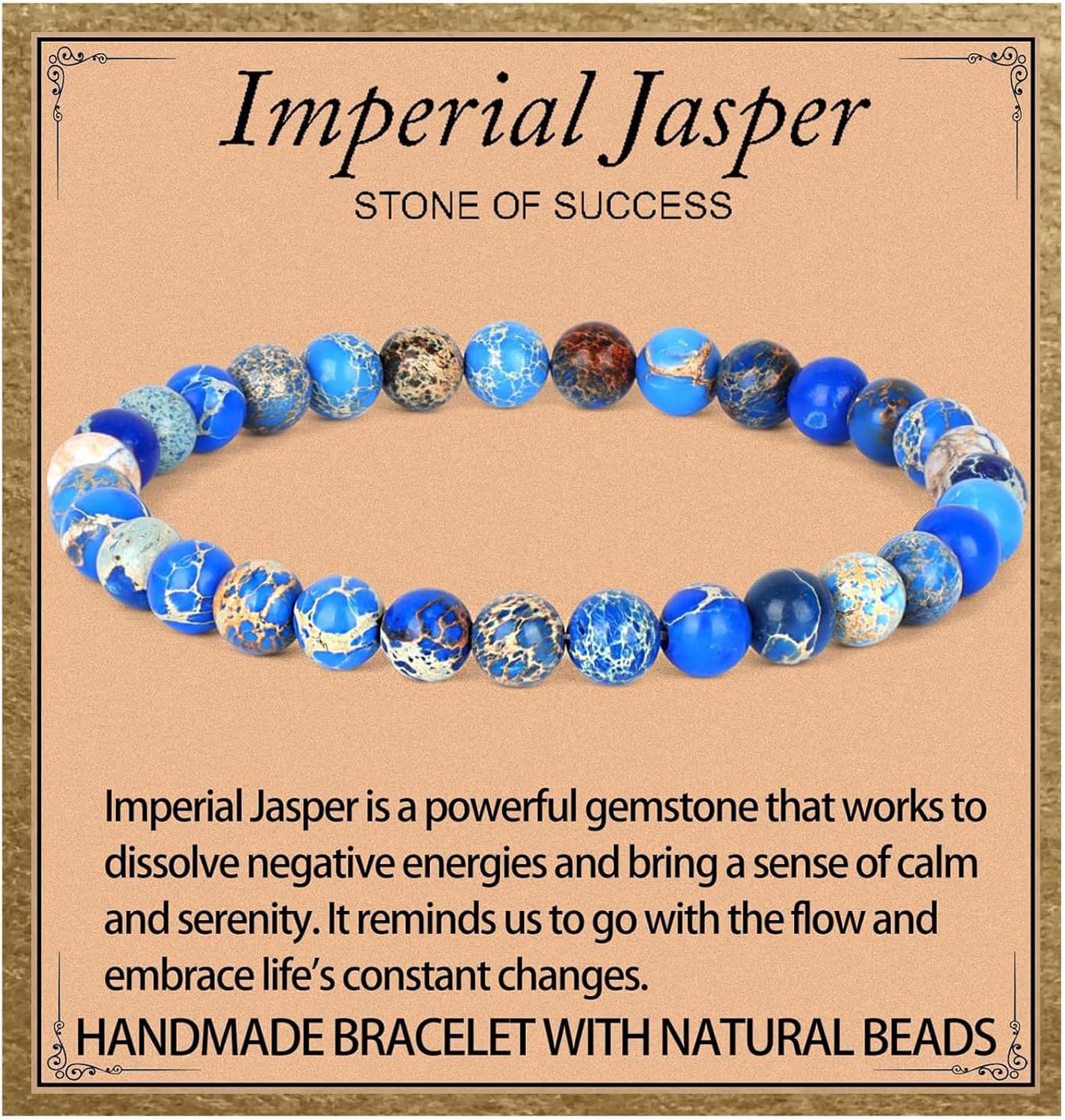 LPBeads Handmade Natural Gemstone Stretch Elastic Bracelet Healing Crystal Round Stone Beads Jewelry Gifts for Women Men