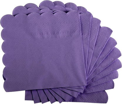 100 Pcs Cocktail Napkins, 2-Ply 5 x 5 Inches Disposable Scalloped Napkins, Thick Premium Dessert Napkins for Party, Wedding, Dinner, Birthday, Anniversary, Festival (Sage Green)