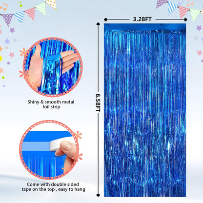 GCB 2Pack Black Metallic Tinsel Foil Fringe Curtains, Black Foil Curtain Backdrop, Photo Booth Props for Birthday Wedding Baby Shower Bachelorette Xmas Celebration Party Decorations Door Streamers