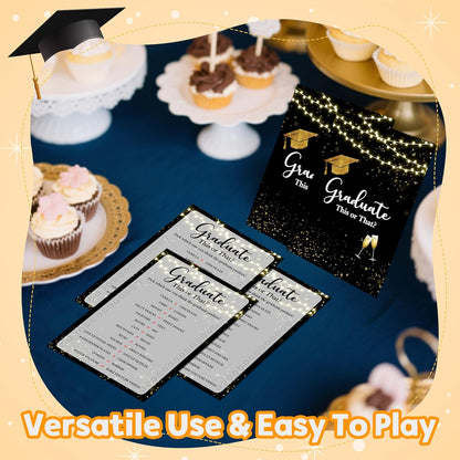 Graduation Games, Black Gold Grad Party Game Cards for Adults, Graduation Guest Bingo Games, Graduation Celebration Party Favors Supplies, 25 Pack (08)