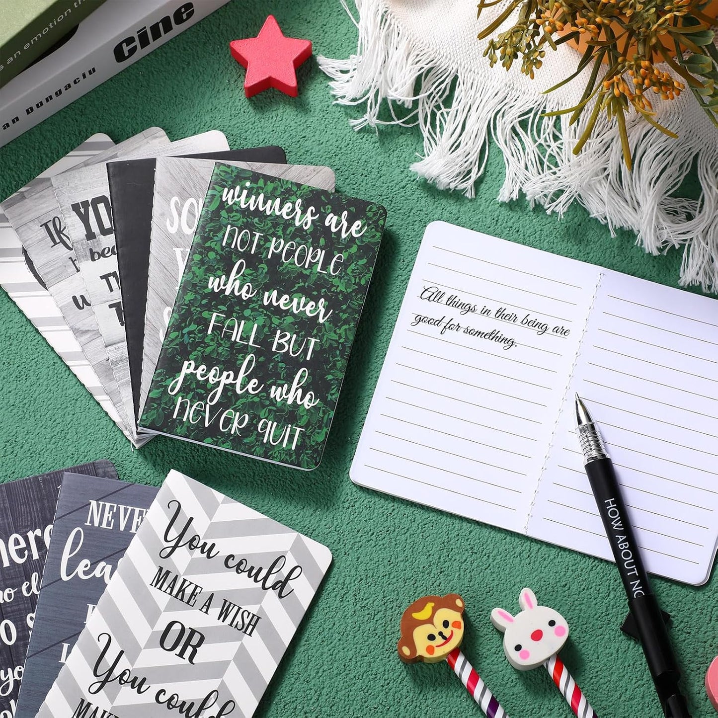 Outus 24 Pieces Mini Inspirational Notepads Motivational Small Pocket Journal Notebook Inspiring Note Pads Gift for School Office Travel Coworkers Supplies, 12 Styles (Simple Style)