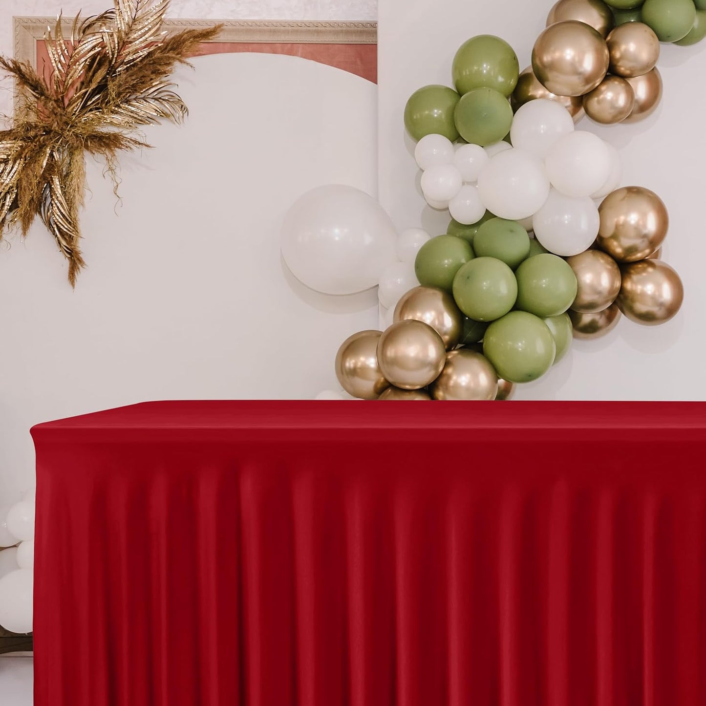 HolidayIdeas 2 Pack Spandex Table Skirt for 6 Ft Rectangle Tables, Black Fitted Stretch Tablecloth 30 x 72 Inch, Wrinkle Resistant Ruffle Design for Wedding Banquets, Trade Shows, Parties