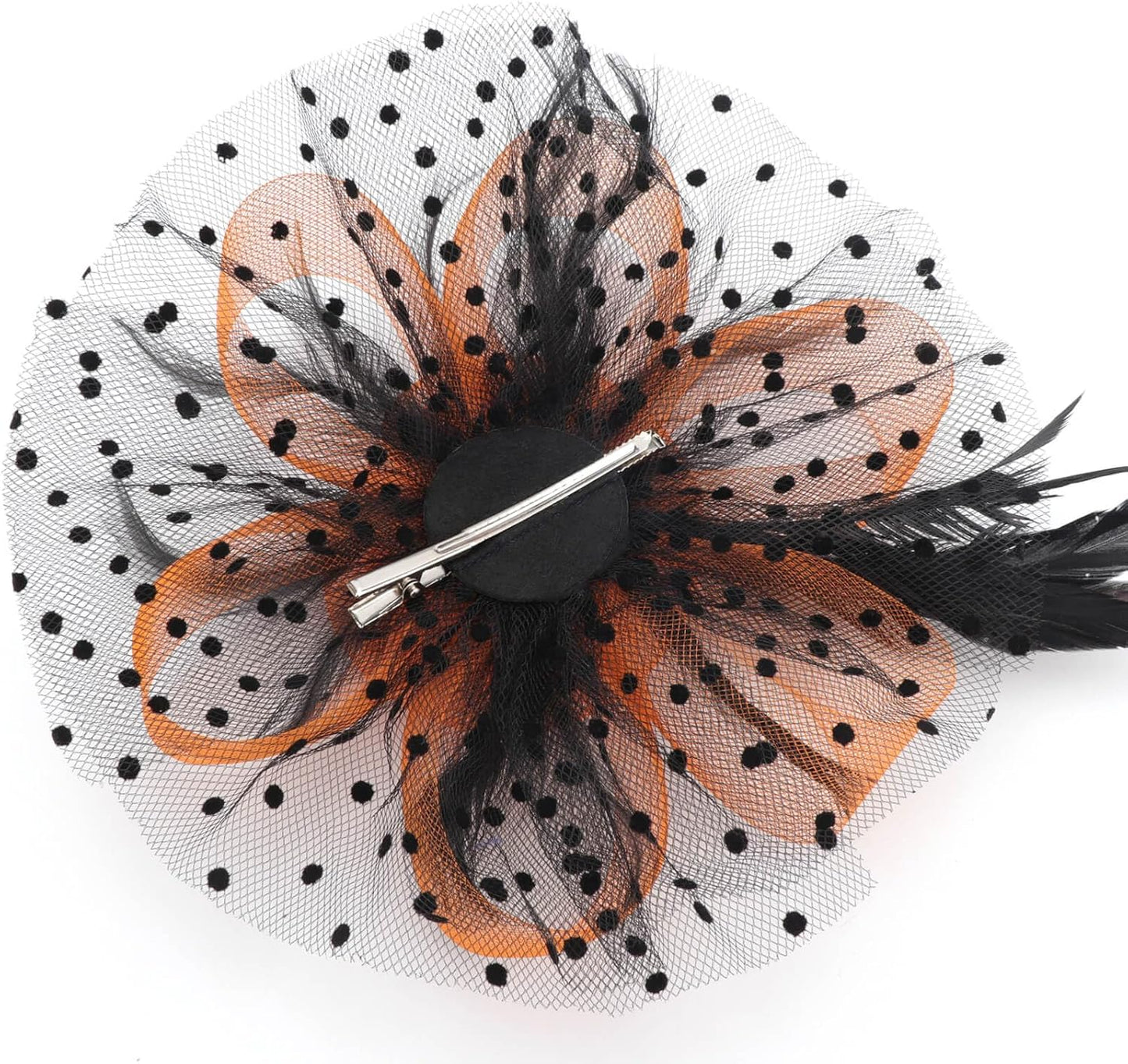 DRESHOW Fascinators Hat Flower Mesh Ribbons Feathers on a Headband and a Clip Tea Party Headwear for Girls and Women - Colors A