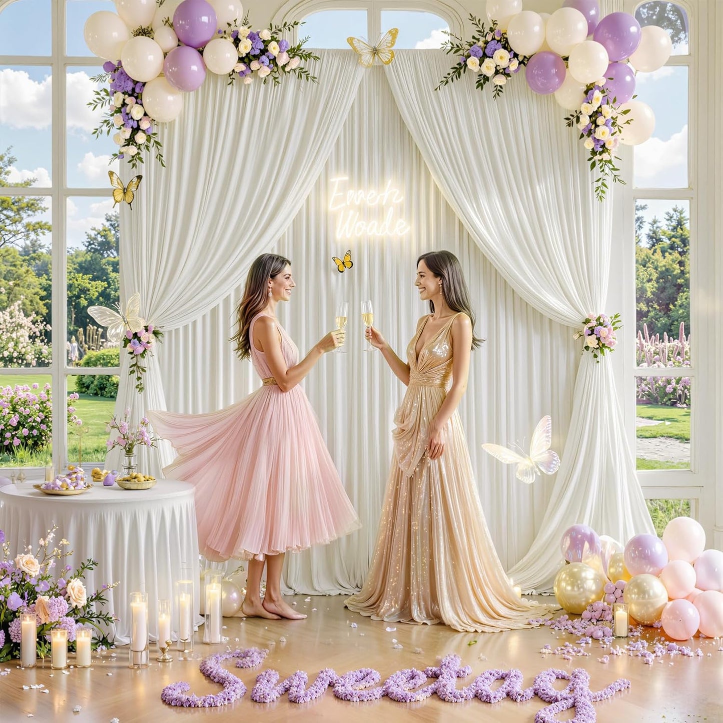 10 ft x 10 ft Wrinkle Free White Backdrop Curtains for Wedding Parties, Polyester Photography Backdrop Drapes for Birthday Parties Stage Backdrop Stand, 2 Panels 5x10FT Background Curtains