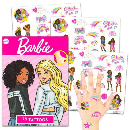 Barbie Tattoos for Girls Set - Bundle of 75 Barbie Temporary Tattoo Party Favors, Goodie Bag Fillers and More | Barbie Party Supplies for Girls