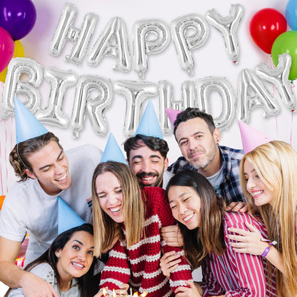 Happy Birthday Balloons Banner, Foil Balloon Personalized Name Letters Balloons Sign Birthday Party Decorations for Women Men Boys Girls Cream