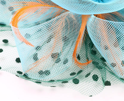DRESHOW Fascinators Hat Flower Mesh Ribbons Feathers on a Headband and a Clip Tea Party Headwear for Girls and Women - Colors B