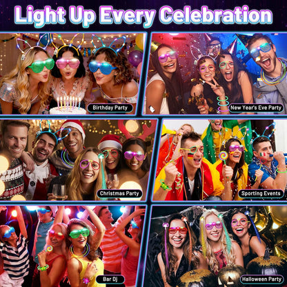 276 PCS Glow in the Dark Party Supplies, Light Up Party Favors ,Neon Glow Party Supplies with Glow Sticks, Light Up Glasses, Headband, Finger Lights, Bracelet, LED Hair Clips