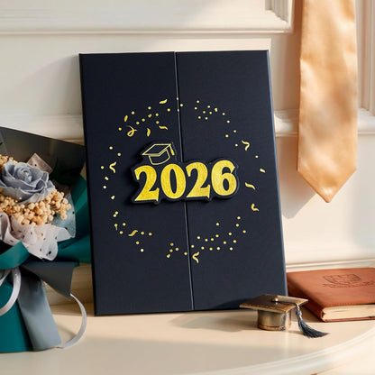 JOYIN 2026 Graduation Guest book Alternative, 12" Blue & Gold Graduation Party Decorations Signature Congrats, Class of 2026 Grad Card for High School College Grad Gift, Party Guest Signing Cardboard
