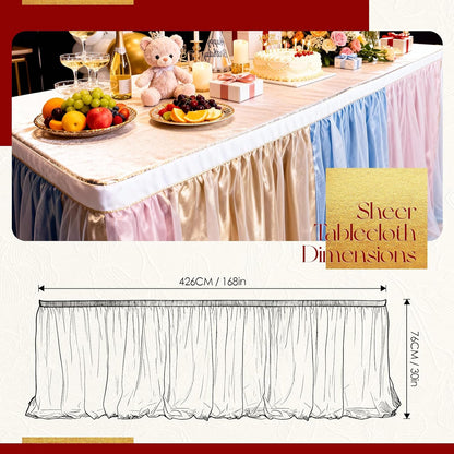 THARAHT Tulle Table Skirt 6FT 180CM Long for Rectangle Tables Round Tables Ruffle Desk Skirt for Princess Girls Birthday Party Cake Dessert Decorations Table Skirt