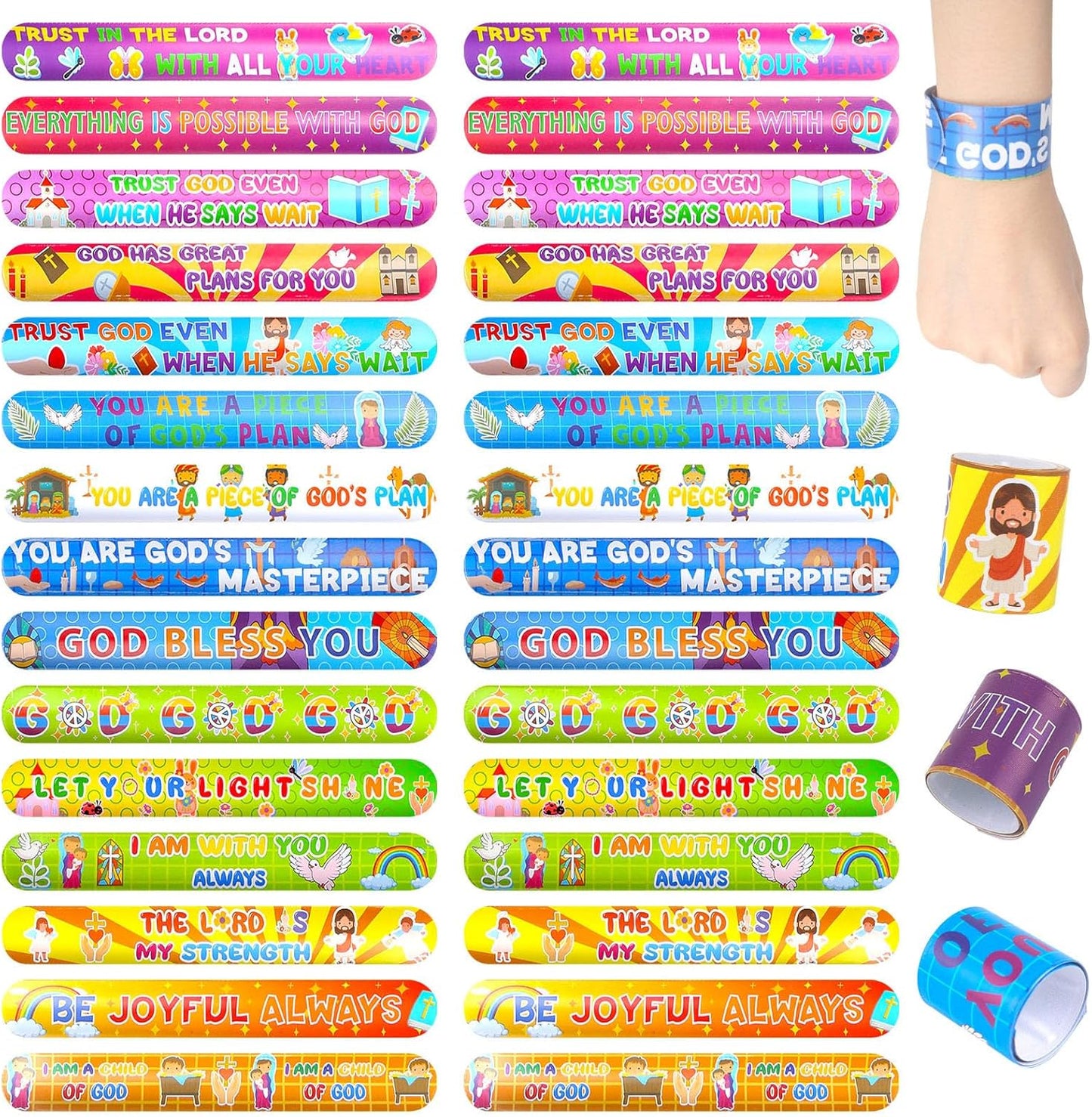 LovesTown Slap Bracelets for Kids, 48 PCS Snap Bracelets Bulk Party Favors Goodie Bag Stuffers Exchanging Gifts Classroom Prizes