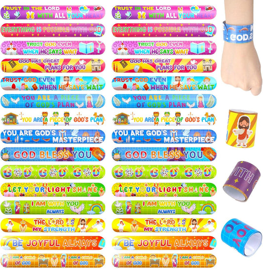 LovesTown Slap Bracelets for Kids, 48 PCS Snap Bracelets Bulk Party Favors Goodie Bag Stuffers Exchanging Gifts Classroom Prizes
