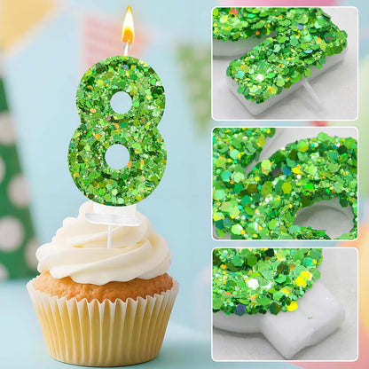Birthday Number Candles, Glitter Number Candle Cake Decorations with Sequins, Cupcake Decorations for Girls, Women, Party Anniversary Celebrations (Number 6, Purple)