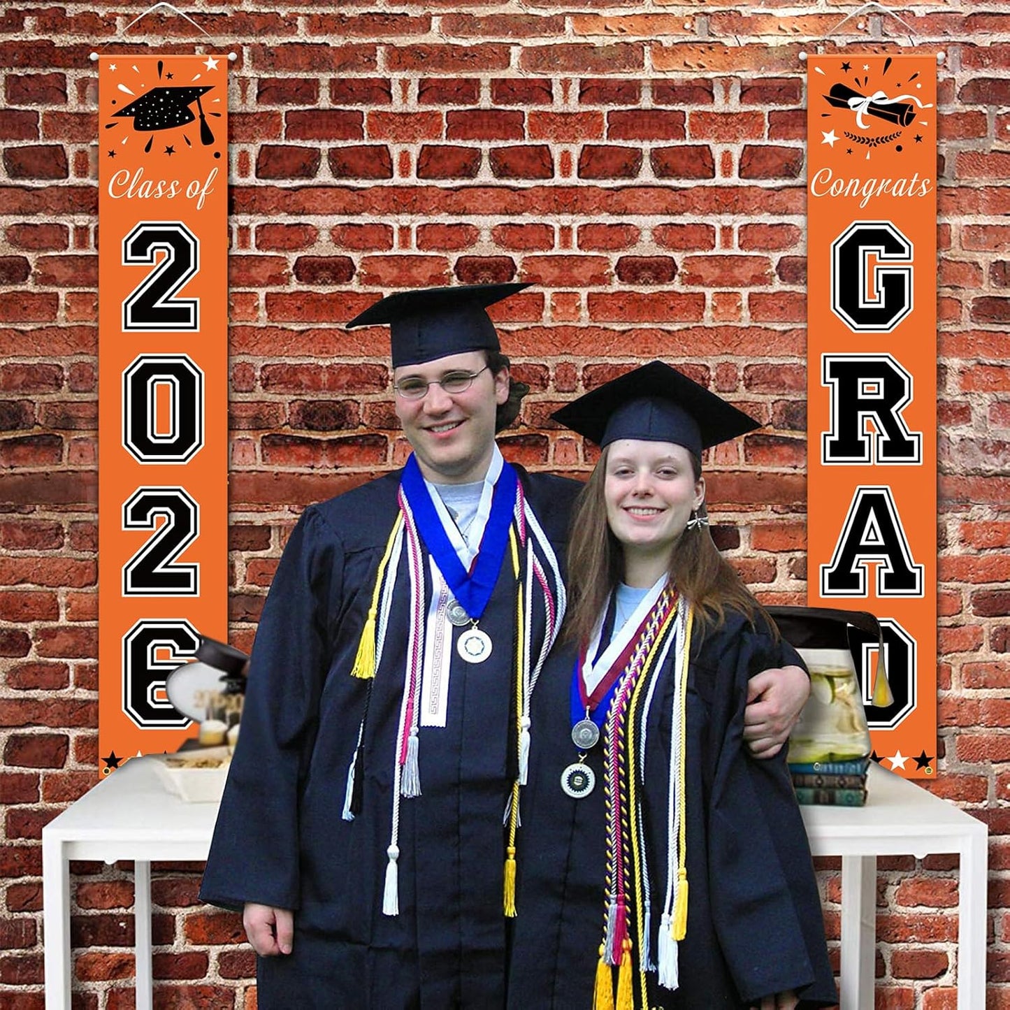 DAZONGE 2026 Graduation Decorations Blue, Congrats Grad Porch Banner for Any Schools or Grades 2026 Graduation Party Decorations