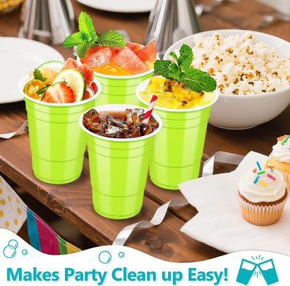 LANLISA 50 Gold Plastic Cups, 16 oz Disposable Cups, Drinking Cups For Birthday Party Supplies, Graduation, Thanksgiving Decorations, Harvest, Fall, New Years