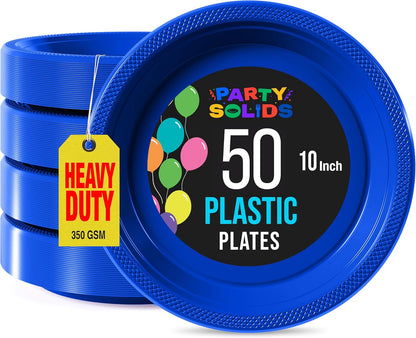 Exquisite Party Solids Red Plastic Plates For Party Supplies 10" Red Disposable Plates Heavy Duty 50 Pcs Plastic Dinnerware Sets Heavy Duty 350 GSM Disposable Dinnerware Set