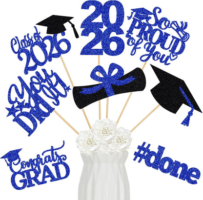 24Pcs 2026 Graduation Table Centerpieces Gold, Graduation Centerpieces for Tables 2026 Gold Class of 2026 Graduation Centerpiece Sticks for 2026 Graduation Party Table Decorations Gold